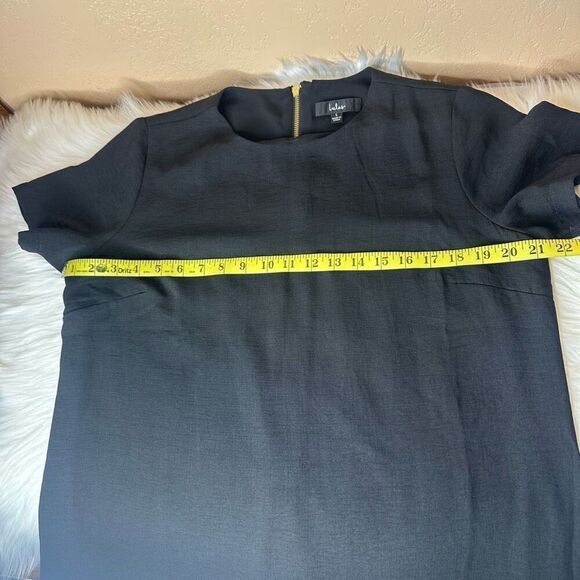 Lulus Shift and Shout Black Shift Dress Size Large Short Sleeve Gold Zipper - Picture 6 of 10